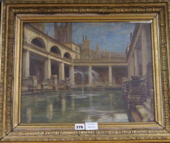 Francis S. Walker (1848-1916) oil on canvas, Roman Baths, Bath, Somerset 35 x 45cm.